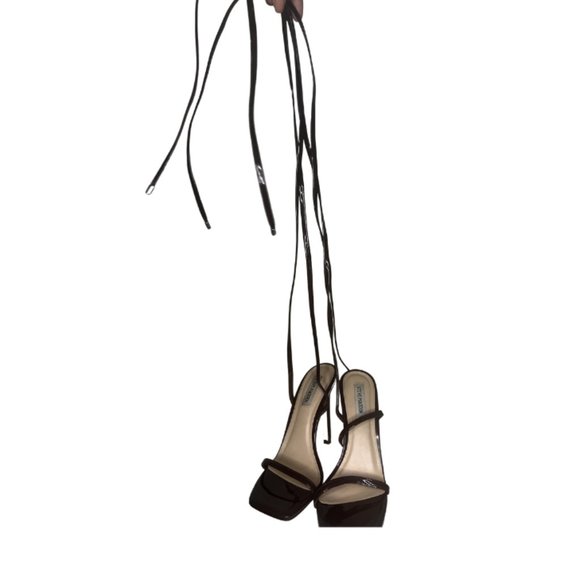 Steve Madden Size 7.5 Square Toe There Lace Up High Heeled Strappy Platform Heel - Picture 1 of 7